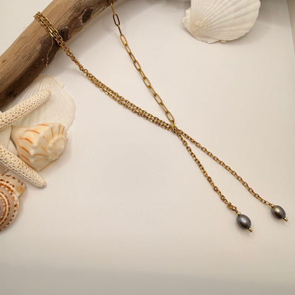 Deep Water Pearl Lariat